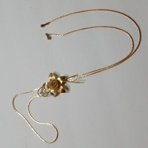 Avon Gold Rose Bolo Style Adjustable Necklace Vtg